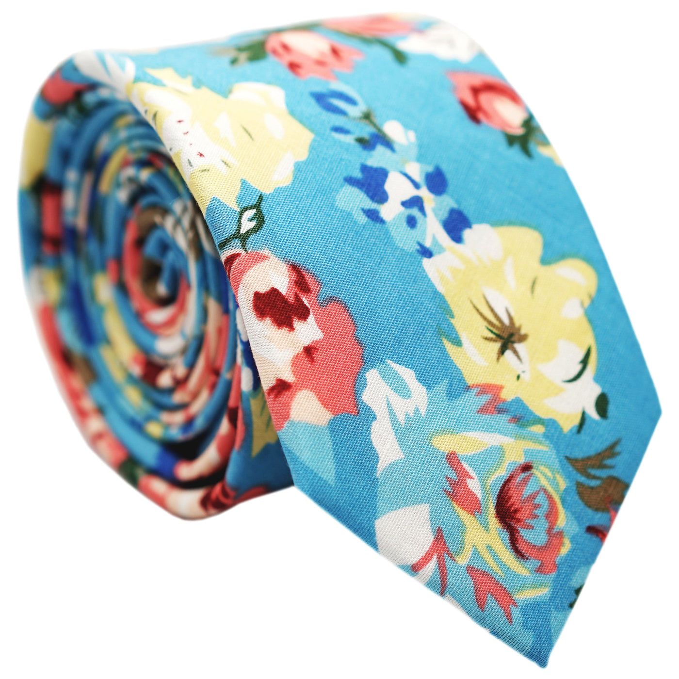 aqua-skinny-floral-cotton-necktie