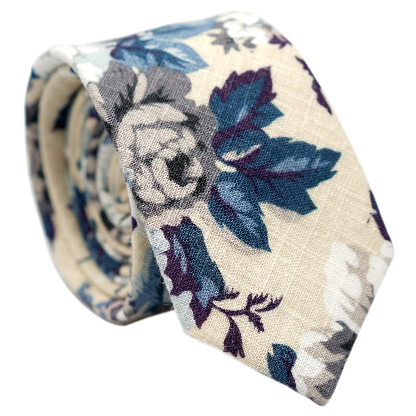 beige-blue-skinny-floral-cotton-necktie