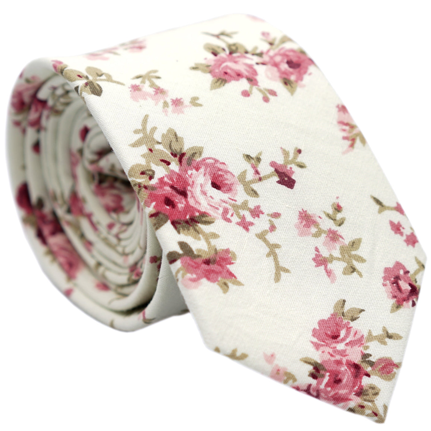 beige-pink-skinny-floral-cotton-necktie