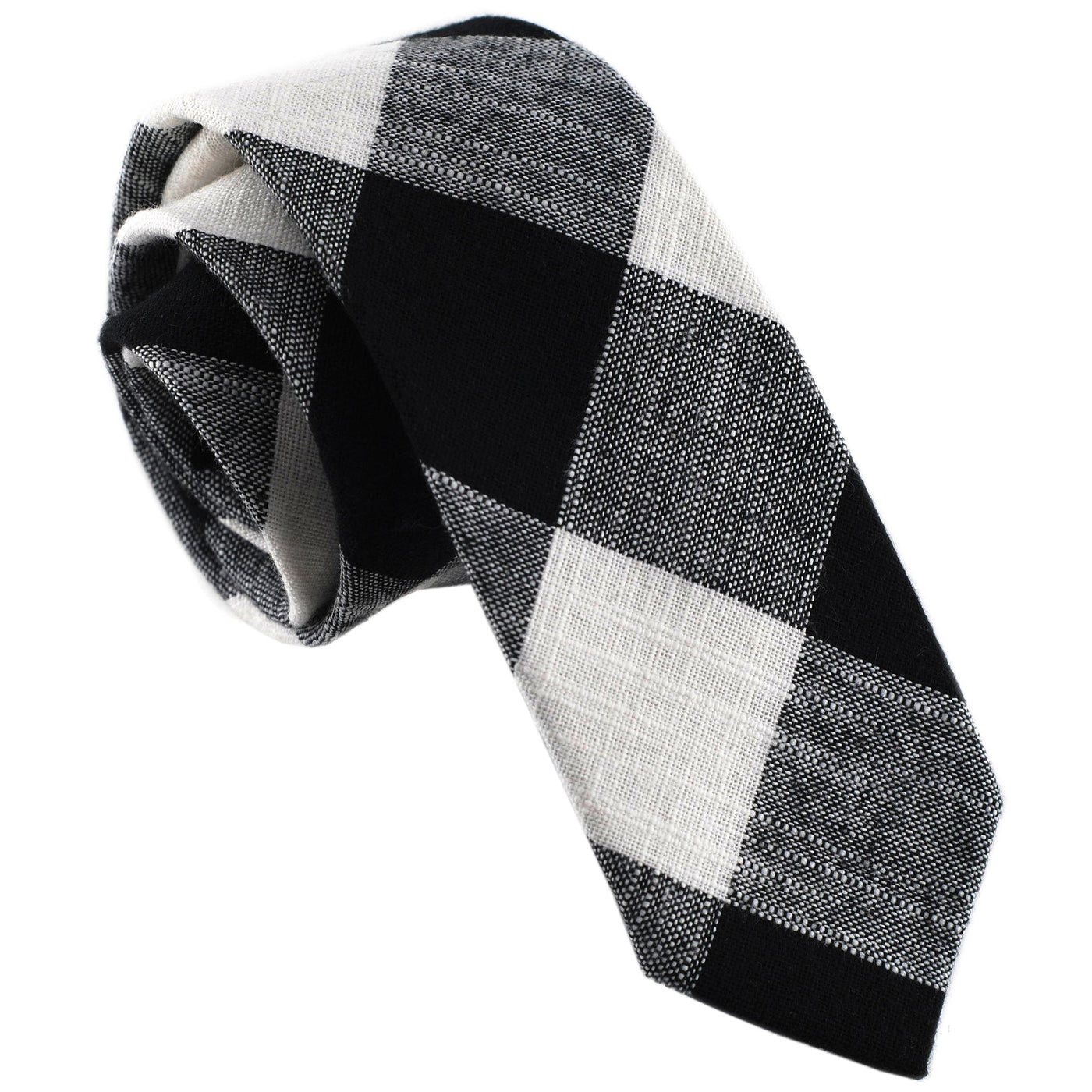 black-white-checkered-skinny-cotton-necktie