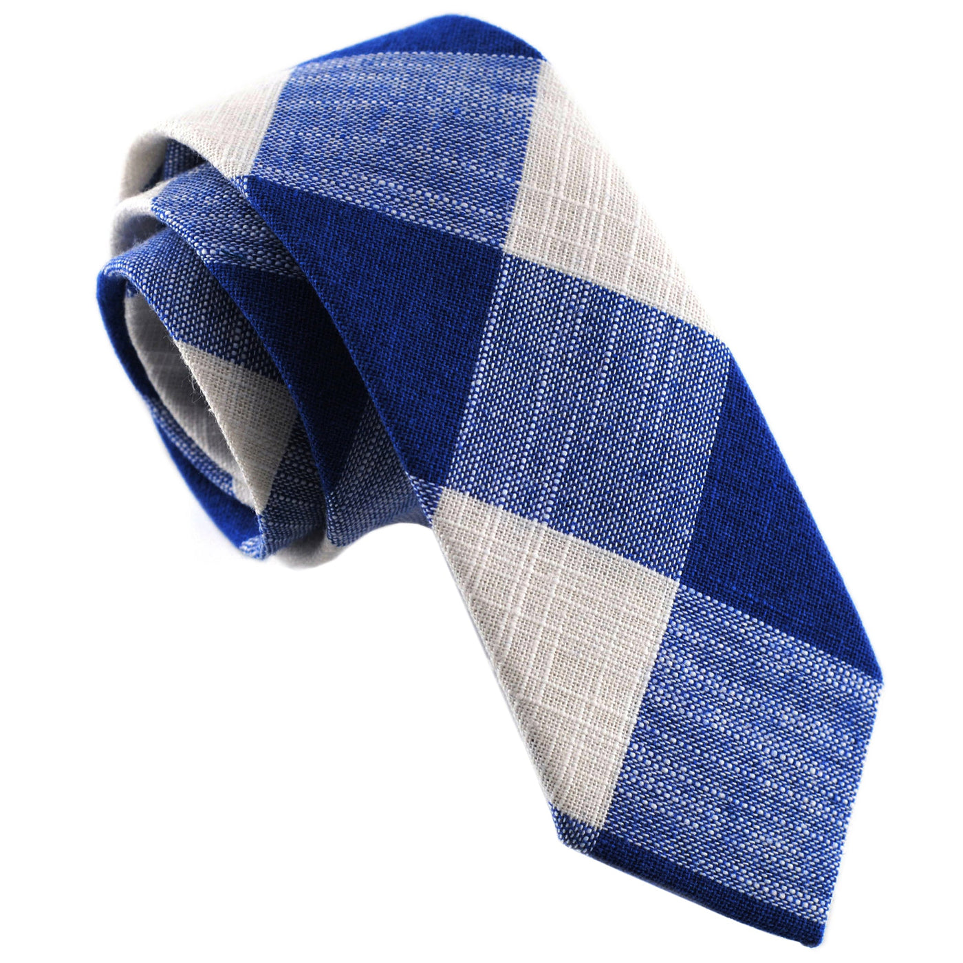 blue-white-checkered-skinny-cotton-necktie