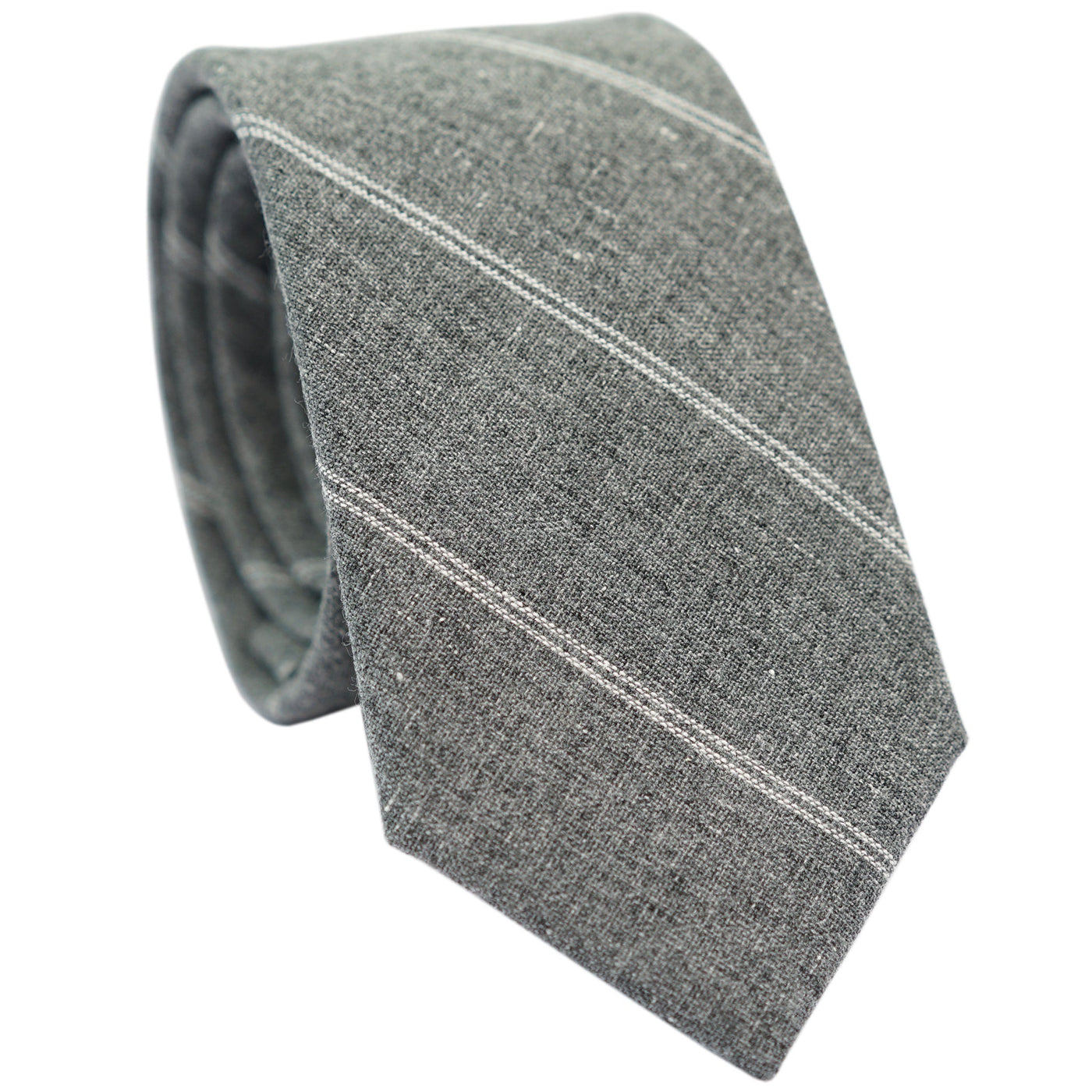 gray-skinny-cotton-striped-necktie