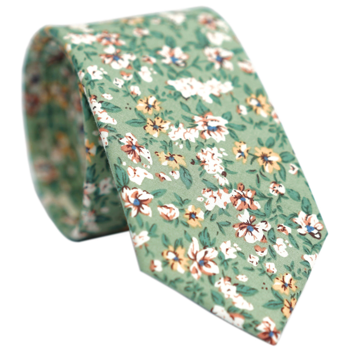 green-and-daisy-skinny-floral-cotton-necktie