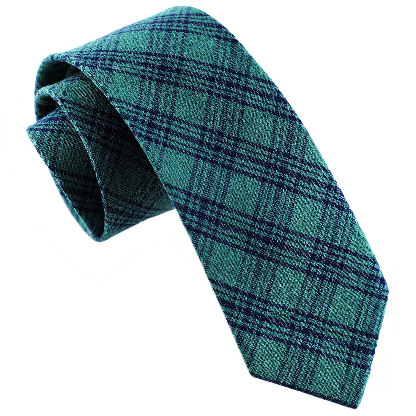 green-checkered-skinny-cotton-necktie