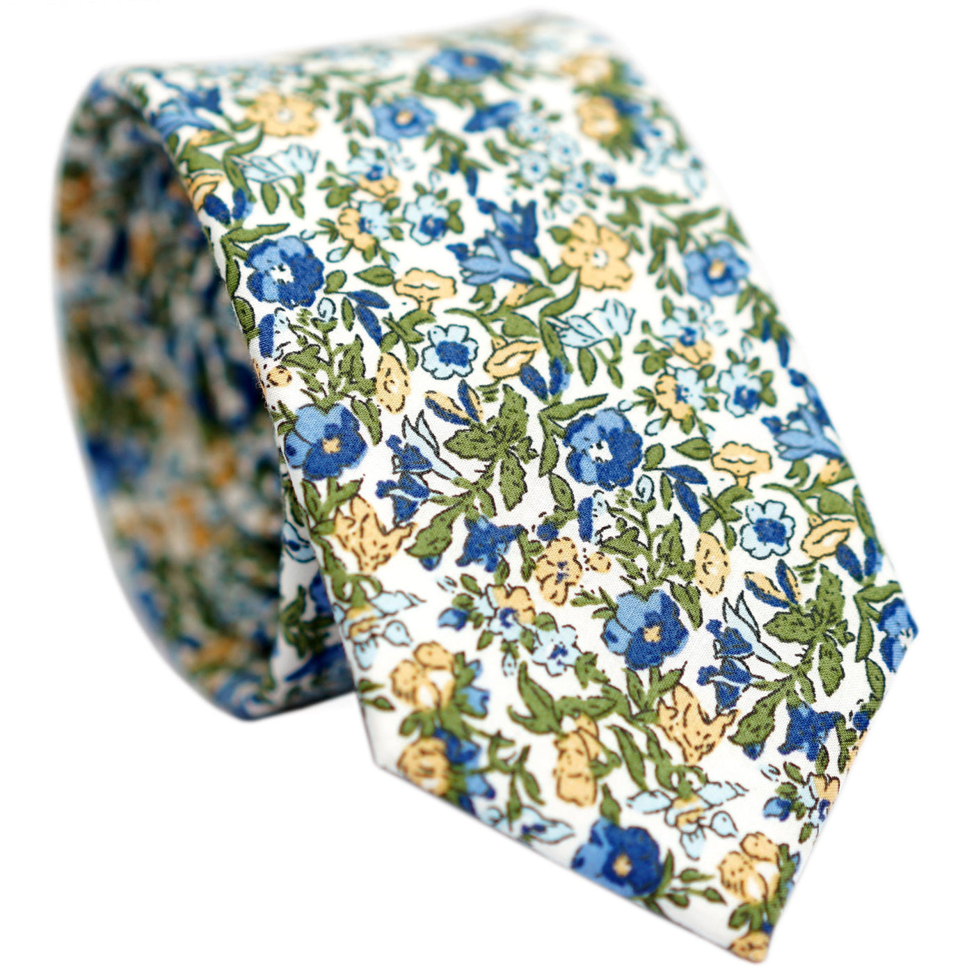 green-orange-blue-skinny-floral-cotton-necktie