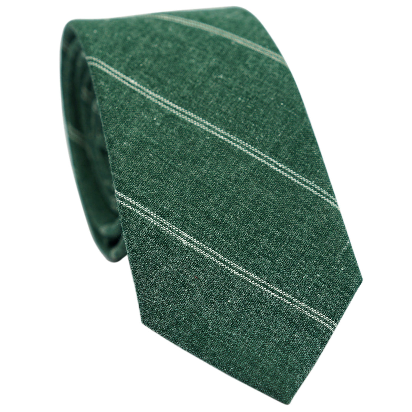 green-skinny-cotton-striped-necktie