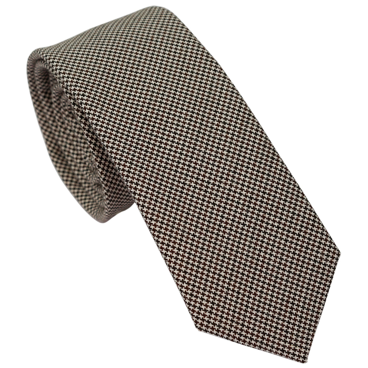 houndstooth-brown-skinny-cotton-necktie