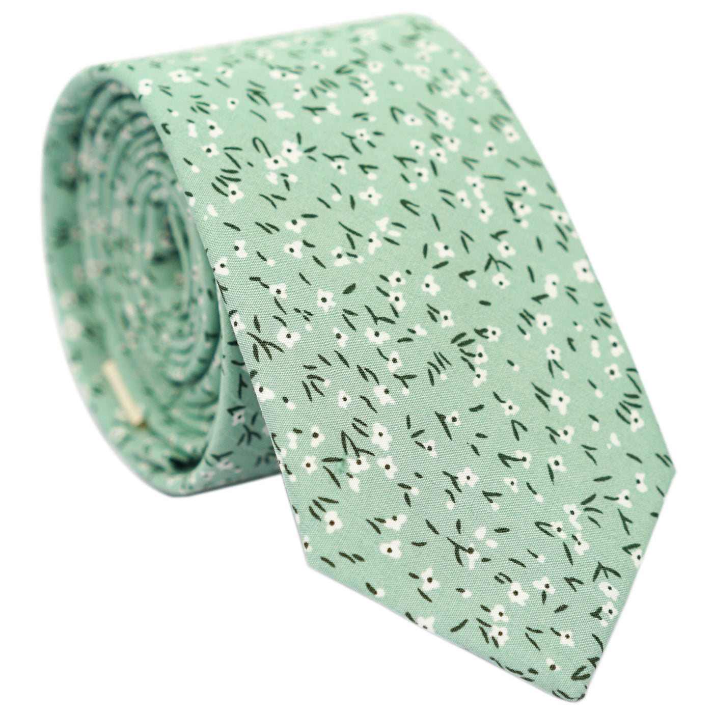 sage-green-skinny-floral-cotton-necktie