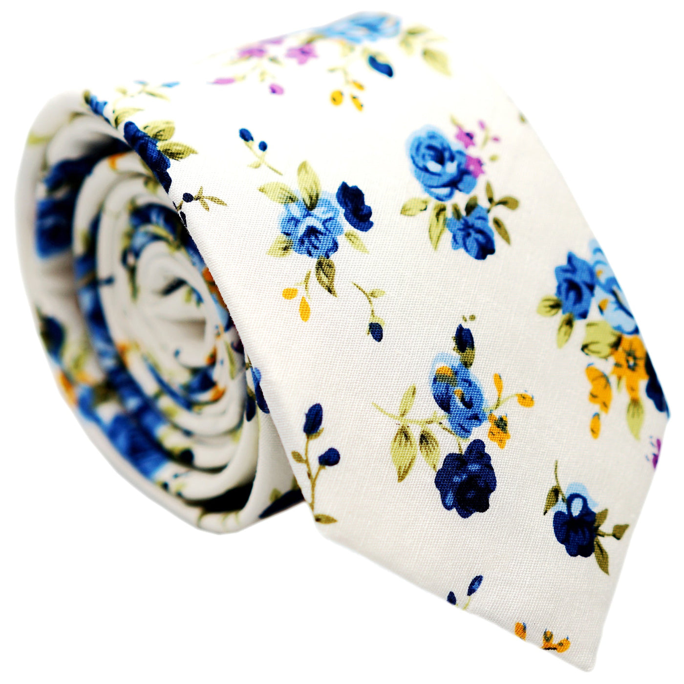 white-blue-skinny-floral-cotton-necktie